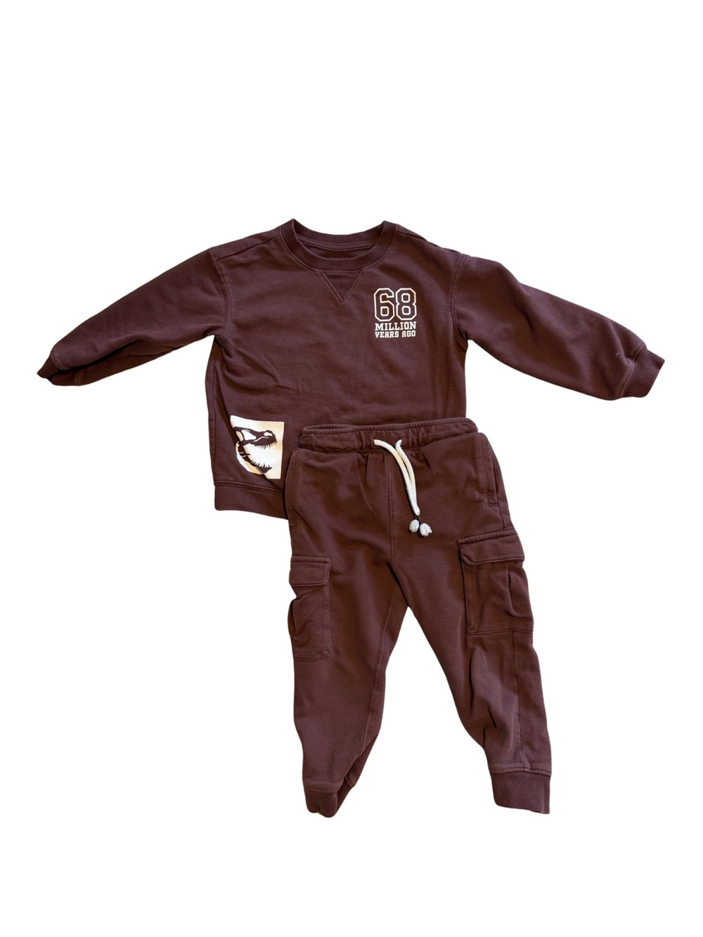 Cat & Jack - Dino Graphic Sweatshirt + Cargo Jogger Pants Set Brown 3T